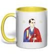 Чашка с цветной ручкой Бандера Слава Україні Солнечно желтый фото