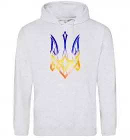 Мужская толстовка (худи) Герб палає Серый меланж фото