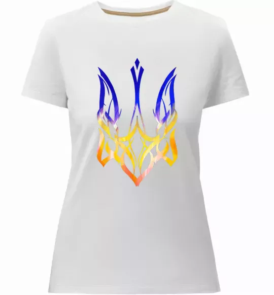 Жіноча преміум футболка Герб палає Білий фото