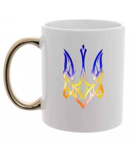 Чашка с цветной ручкой Герб палає Золото фото