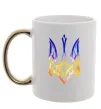Чашка с цветной ручкой Герб палає Золото фото