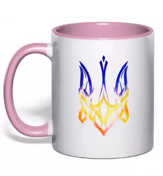 Чашка с цветной ручкой Герб палає Нежно розовый фото