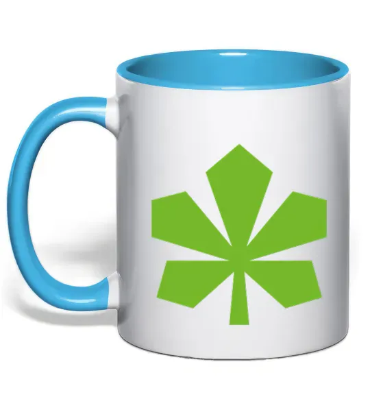 Чашка з кольоровою ручкою Каштан Київ Блакитний фото