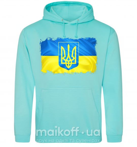 Мужская толстовка (худи) Прапор України з подряпинами Мятный фото