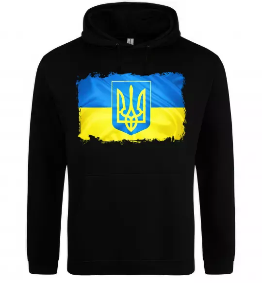Женская толстовка (худи) Прапор України з подряпинами Черный фото