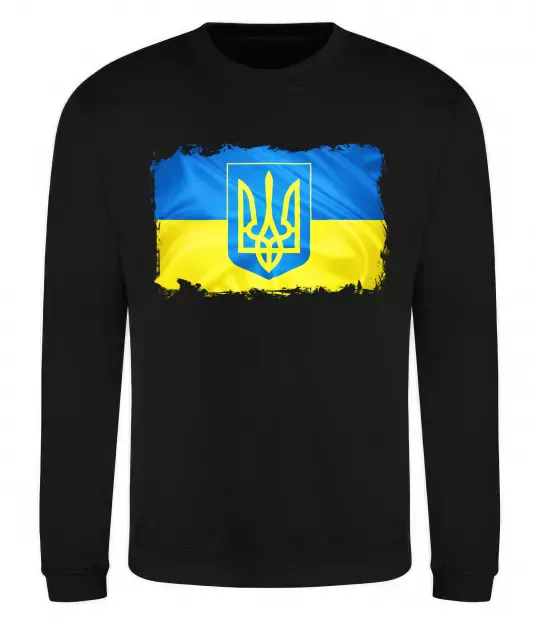 Світшот Прапор України з подряпинами Чорний фото