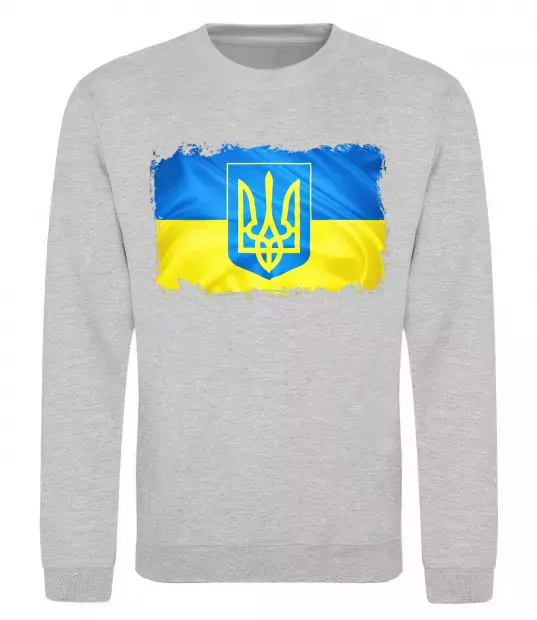 Світшот Прапор України з подряпинами Сірий меланж фото