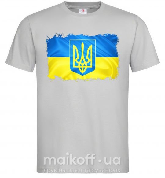 Чоловіча футболка Прапор України з подряпинами Сірий фото