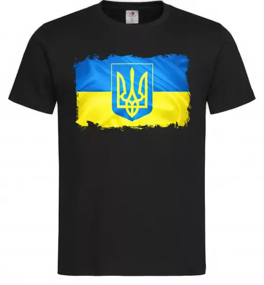 Чоловіча футболка Прапор України з подряпинами Чорний фото