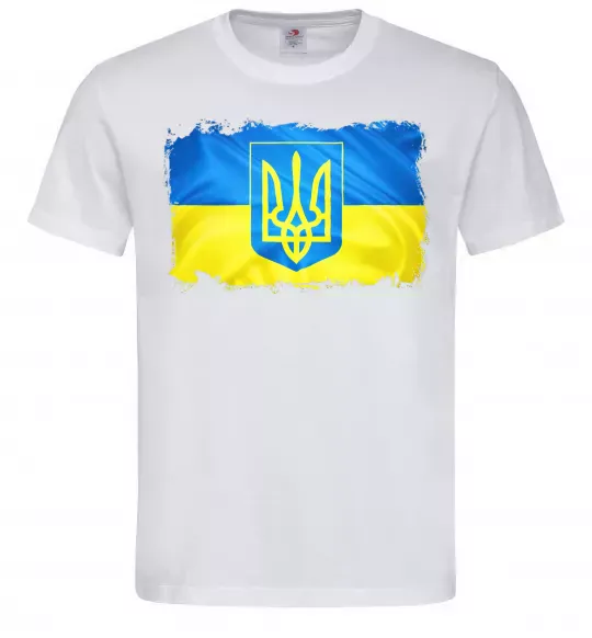 Чоловіча футболка Прапор України з подряпинами Білий фото