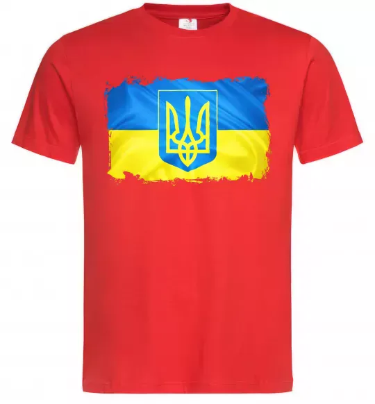 Чоловіча футболка Прапор України з подряпинами Червоний фото