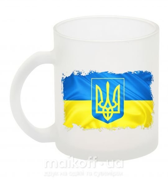 Чашка скляна Прапор України з подряпинами Фроузен фото