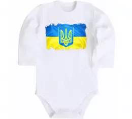 Дитячий бодік Прапор України з подряпинами Білий фото