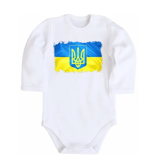 Дитячий бодік Прапор України з подряпинами Білий фото