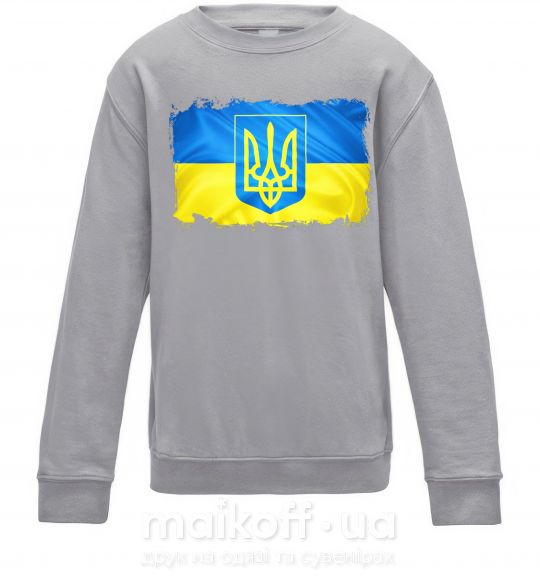 Дитячий світшот Прапор України з подряпинами Сірий меланж фото