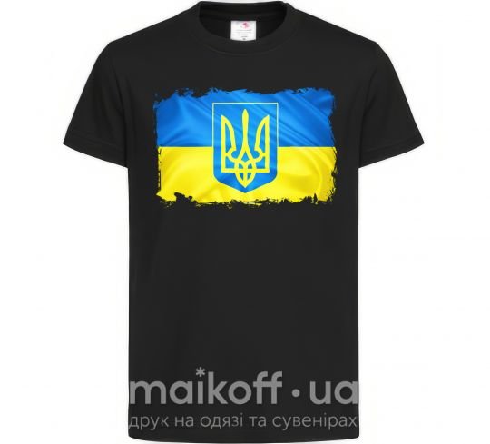 Дитяча футболка Прапор України з подряпинами Чорний фото