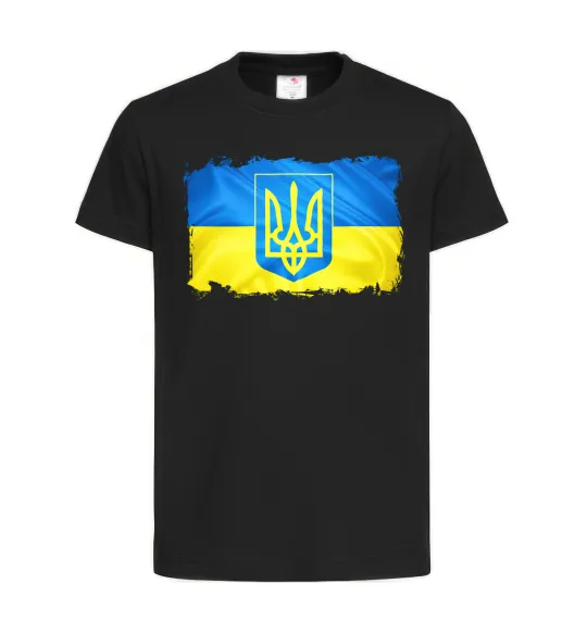 Дитяча футболка Прапор України з подряпинами Чорний фото