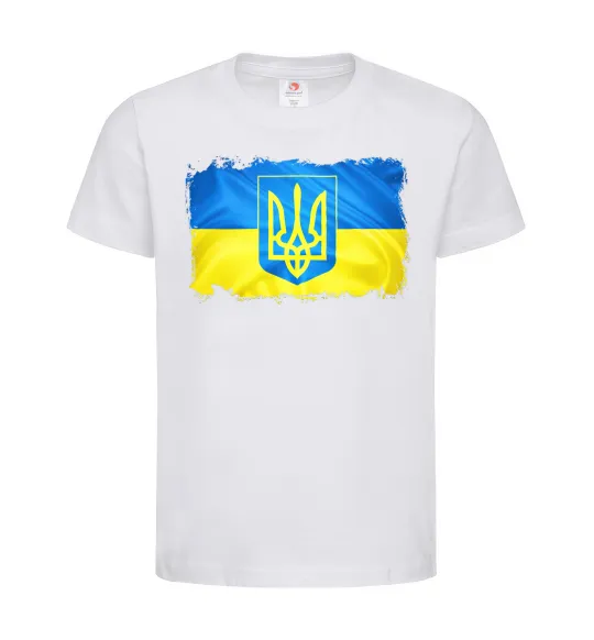 Дитяча футболка Прапор України з подряпинами Білий фото