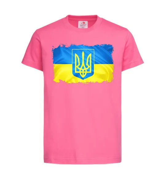 Дитяча футболка Прапор України з подряпинами Яскраво-рожевий фото