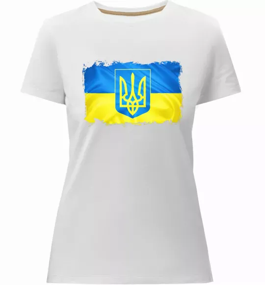 Женская премиум футболка Прапор України з подряпинами Белый фото
