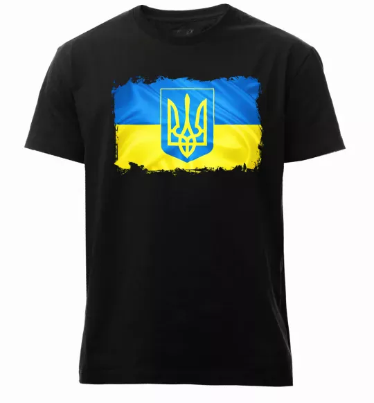 Чоловіча преміум футболка Прапор України з подряпинами Чорний фото