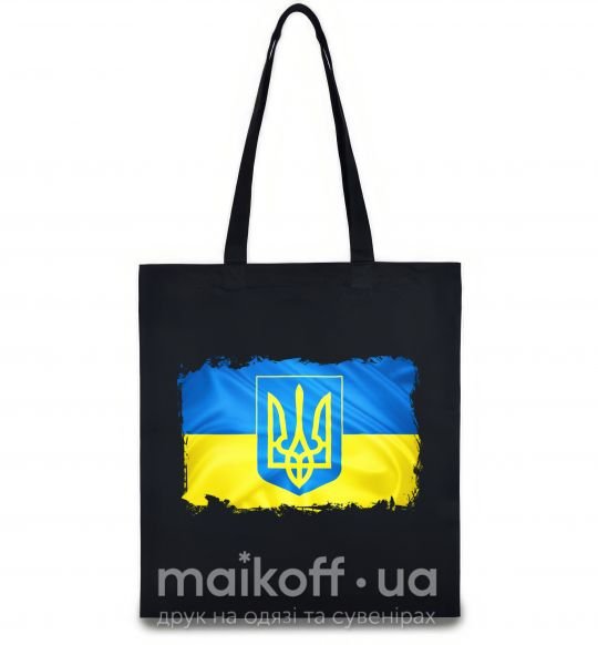 Эко-сумка Прапор України з подряпинами Черный фото