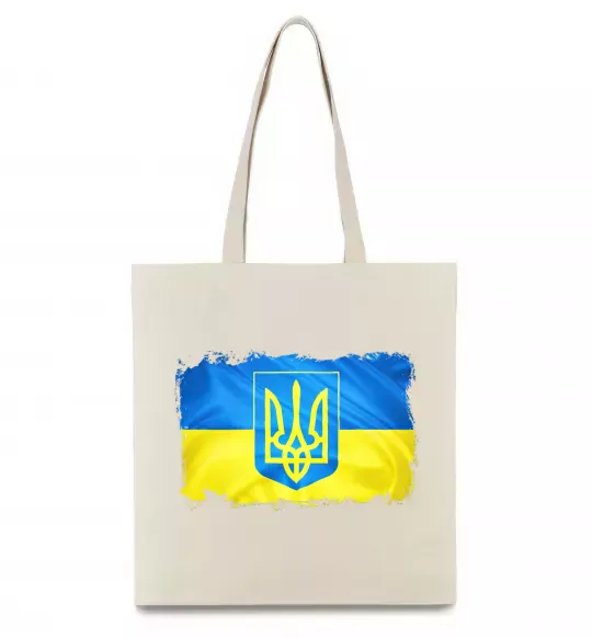 Эко-сумка Прапор України з подряпинами Бежевый фото