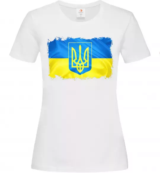 Жіноча футболка Прапор України з подряпинами Білий фото