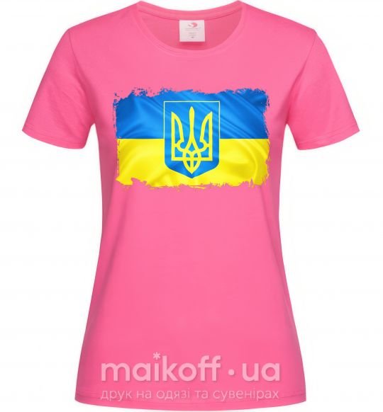 Жіноча футболка Прапор України з подряпинами Яскраво-рожевий фото