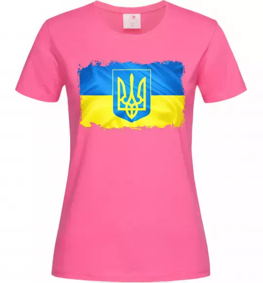 Жіноча футболка Прапор України з подряпинами Яскраво-рожевий фото