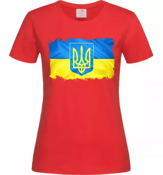 Жіноча футболка Прапор України з подряпинами Червоний фото