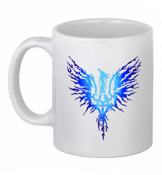 Чашка керамічна Герб птах блакитний Білий фото