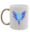 Чашка с цветной ручкой Герб птах блакитний Золото фото