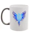 Чашка с цветной ручкой Герб птах блакитний Серебро фото