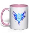Чашка с цветной ручкой Герб птах блакитний Нежно розовый фото