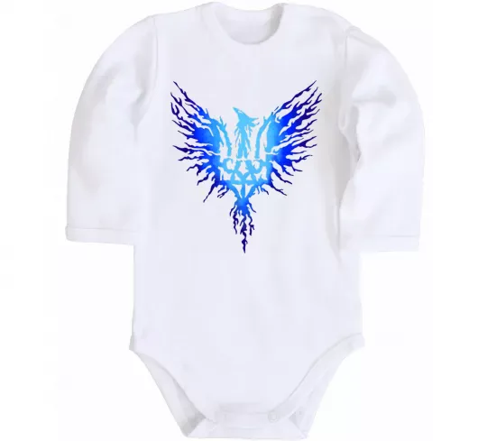 Детский боди Герб птах блакитний Белый фото