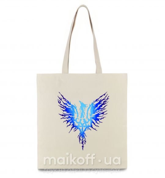 Еко-сумка Герб птах блакитний Бежевий фото