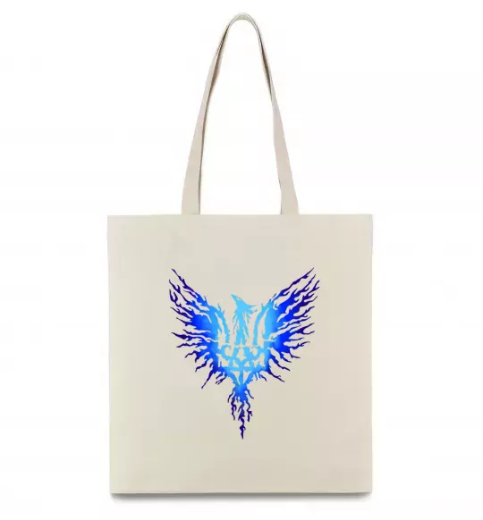 Еко-сумка Герб птах блакитний Бежевий фото
