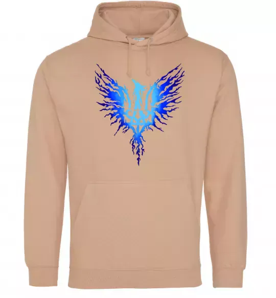 Мужская толстовка (худи) Герб птах блакитний Песочный фото