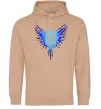 Мужская толстовка (худи) Герб птах блакитний Песочный фото