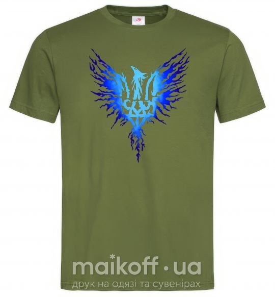 Мужская футболка Герб птах блакитний Оливковый фото