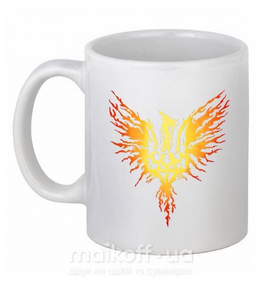 Чашка керамическая Герб птах жовтий Белый фото