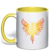 Чашка с цветной ручкой Герб птах жовтий Солнечно желтый фото