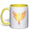 Чашка з кольоровою ручкою Герб птах жовтий Лимонний фото
