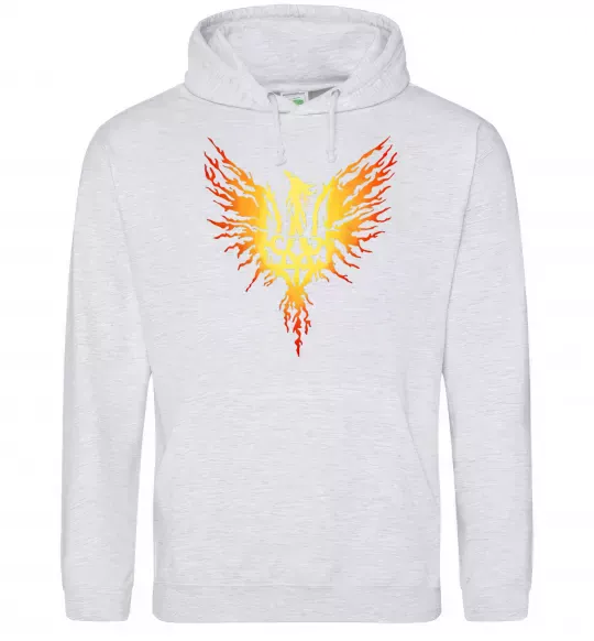 Женская толстовка (худи) Герб птах жовтий Серый меланж фото