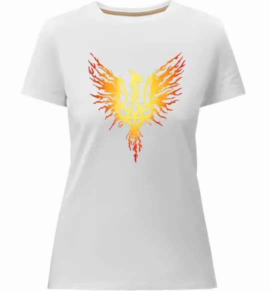 Женская премиум футболка Герб птах жовтий Белый фото