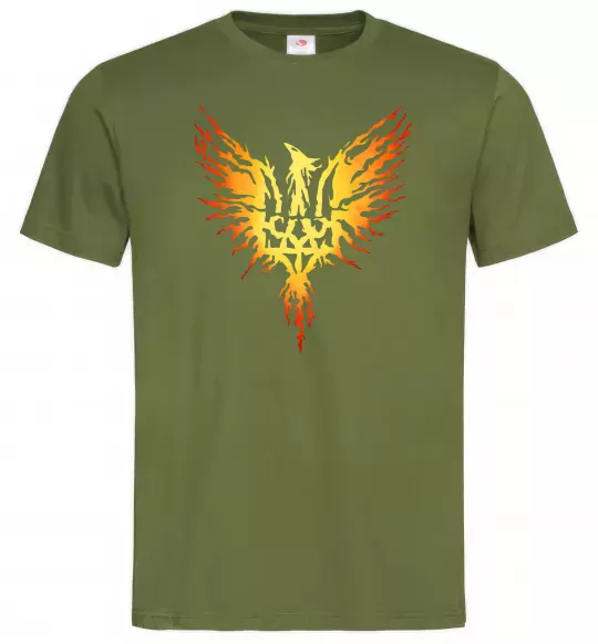 Чоловіча футболка Герб птах жовтий Оливковий фото