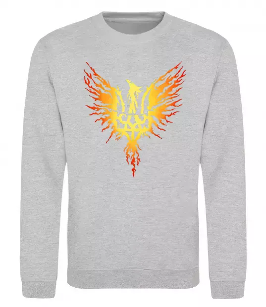 Світшот Герб птах жовтий Сірий меланж фото