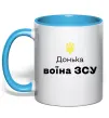 Чашка с цветной ручкой Донька воїна ЗСУ Голубой Чашка с цветной ручкой Донька воїна ЗСУ Голубой фото