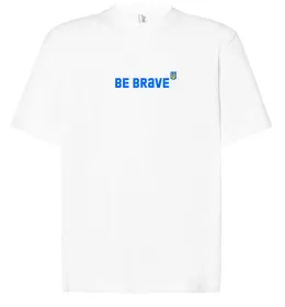 Футболка Оверсайз be brave ВИШИВКА Білий фото